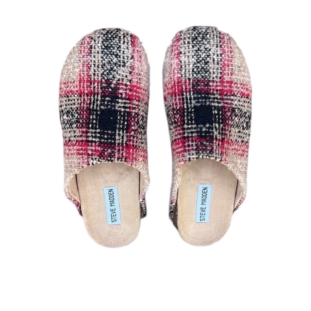 Steve Madden women’s red plaid VESA clogs size 10